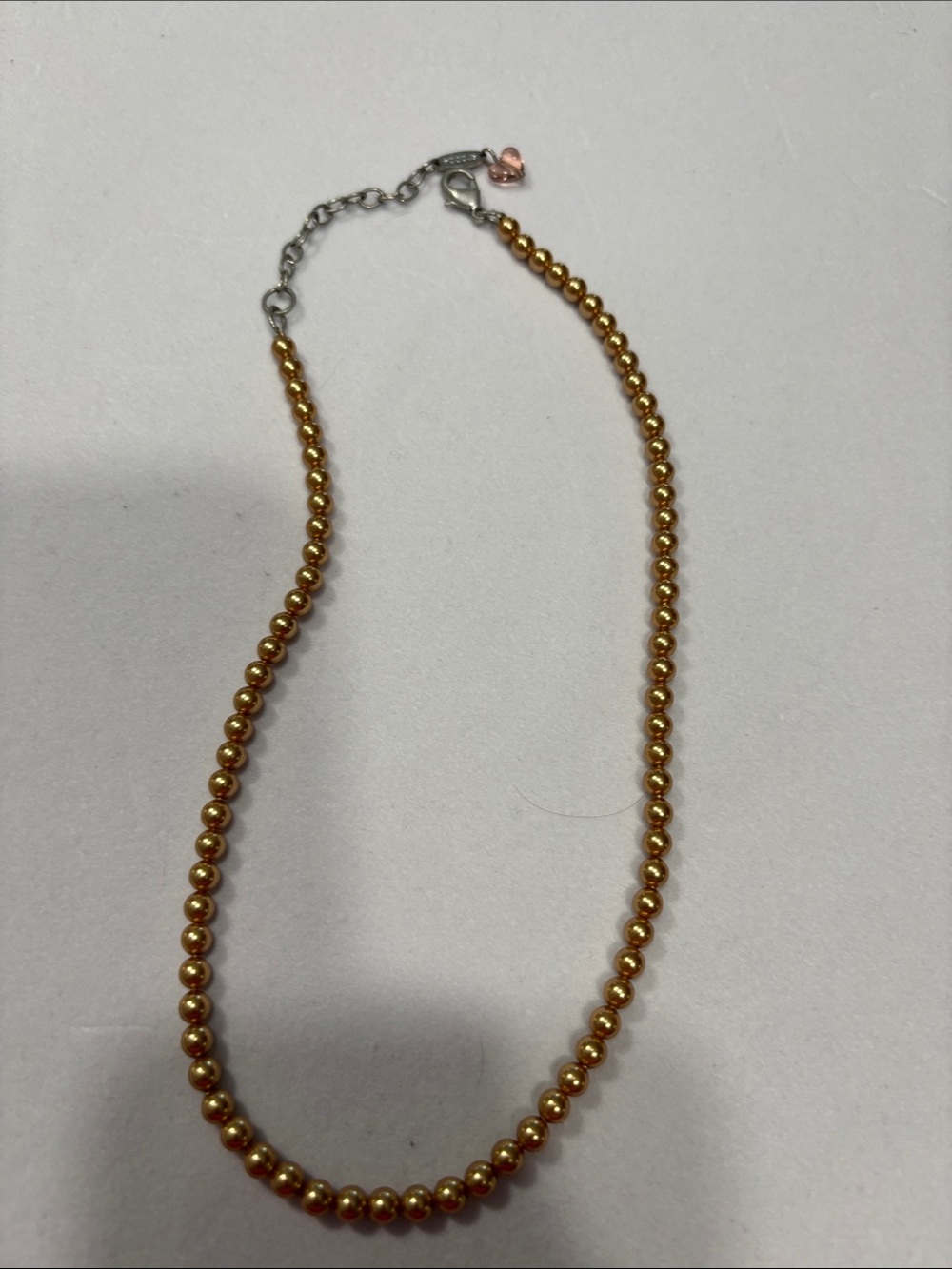 Sabika Gold Bead Necklace with Silver Chain Accents